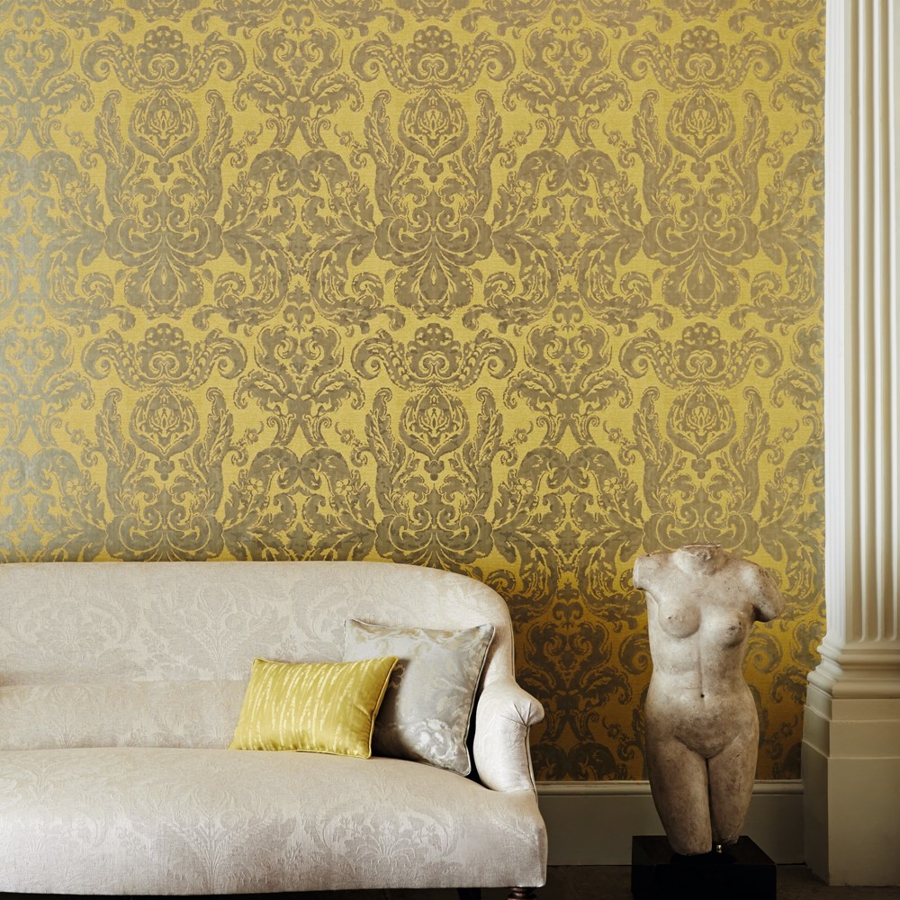 Brocatello Wallpaper 312116 by Zoffany in Mimosa Yellow